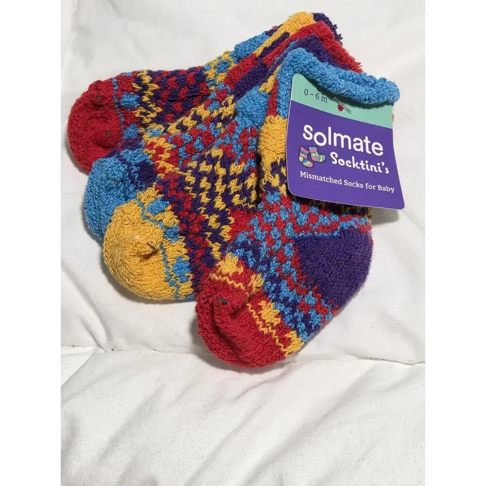 Solmate Socks Mismatched Baby Girl Boy Socks Socktini's Small (0-6mos) 5 Pc Set